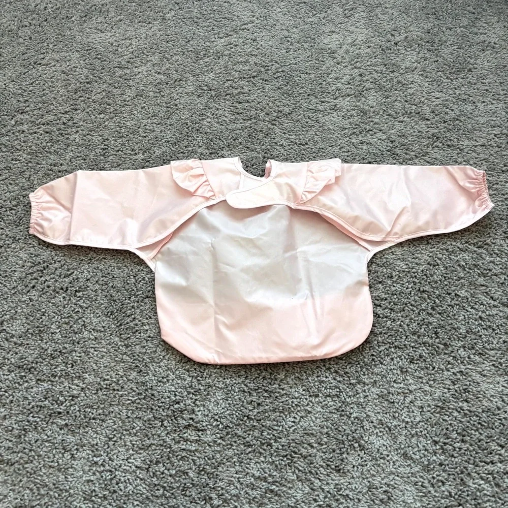 Tiny Twinkle Baby Feeding Smock Bib Pink Long Sleeve Waterproof 6-24 Months